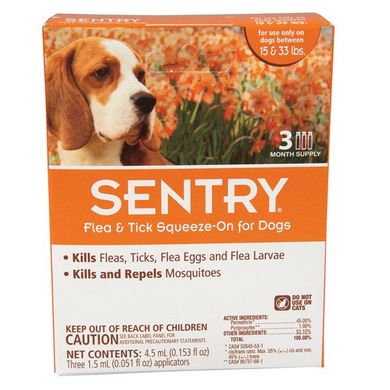Sentry СЕНТРИ капли от блох, клещей и комаров для собак весом 7-15 кг