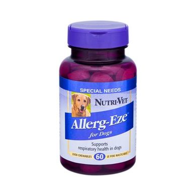 Nutri-Vet Allerg-Eze НУТРИ-ВЕТ ДЛЯ АЛЛЕРГИКОВ добавка для собак при аллергии, жевательные таблетки, 60 табл., 60 табл.