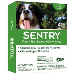 Sentry СЕНТРИ КАПЛИ на холку от блох, клещей и комаров для собак весом более 30 кг, 1 пипетка