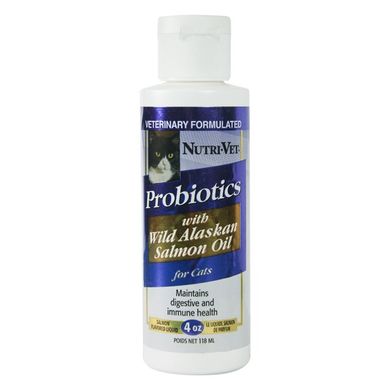 Nutri-Vet Probiotics Salmon Oil НУТРИ-ВЕТ ПРОБИОТИКИ С МАСЛОМ ЛОСОСЯ добавка для кошек, 118 мл, 0,118 мл