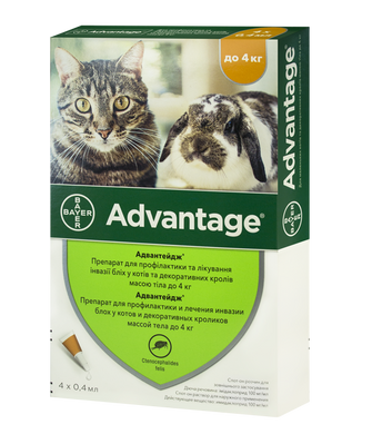 Bayer Advantage Адвантейдж 40 для кошек до 4 кг, 1 пипетка