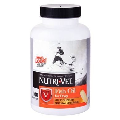 Nutri-Vet Fish Oil НУТРИ-ВЕТ РЫБИЙ ЖИР добавка для шерсти собак, 100 капсул, 100 капс.