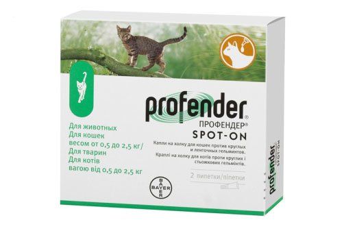 Bayer Profender Профендер Spot-On для кошек от 0,5 до 2,5 кг, 1 пипетка
