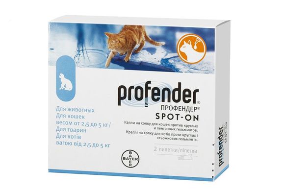 Bayer Profender Профендер Spot-On для кошек от 2,5 до 5 кг, 1 пипетка