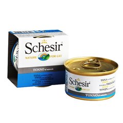 Schesir Tuna Natural Style ШЕЗИР ТУНЕЦ натуральные консервы для кошек, влажный корм тунец в собственном соку, банка 85 г, 0.085кг