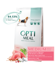Optimeal Medium Adult Dog Сухой корм для взрослых собак средних пород с индейкой, 1,5 кг