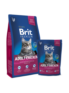 Brit Premium Cat Adult Chicken с курицей для взрослых кошек, 0.8 кг