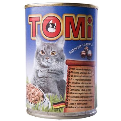 TOMi salmon trout ЛОСОСЬ ФОРЕЛЬ консервы для кошек, влажный корм, 0.4кг