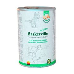 Baskerville (Баскервиль) Консервированный корм класса холистик с телятиной и лососем, с пастернаком и кресс-салатом для взрослых котов