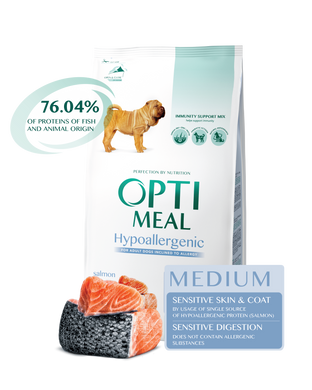 Optimeal Hypoallergenic Medium Гипоаллергенный корм для собак средних пород с лососем, 0,65 кг