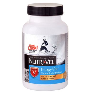 Nutri-Vet Puppy-Vite НУТРИ-ВЕТ ПАППИ-ВИТ комплекс витаминов и минералов для щенков до 9 месяцев, 60 табл., 60 табл.