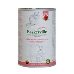 Baskerville (Баскервиль) Консервированный корм супер-премиум класса с ягнёнком, клюквой и кошачьей травой для пожилых и стареющих кошек с чувствительным пищеварением