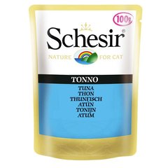 Schesir Tuna ШЕЗИР ТУНЕЦ влажный корм натуральные консервы для кошек, тунец в желе, пауч 100 г, 0.1кг