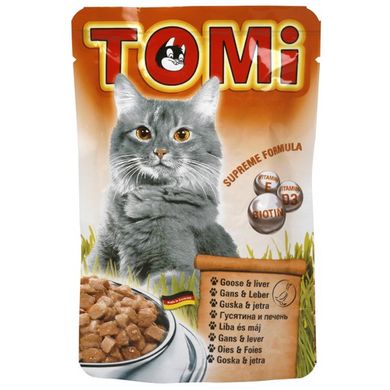 TOMi goose liver ТОМИ ГУСЬ ПЕЧЕНЬ консервы для кошек, влажный корм, пауч, 0.1кг