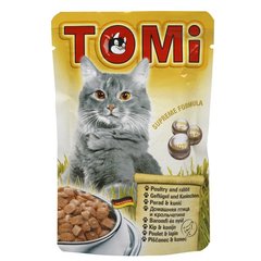 TOMi poultry rabbit ТОМИ ПТИЦА КРОЛИК консервы для кошек, влажный корм, пауч, 0.1кг
