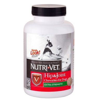 Nutri-Vet Hip&Joint Extra НУТРИ-ВЕТ СВЯЗКИ И СУСТАВЫ ЭКСТРА, 2 уровень, хондроитин и глюкозамин для собак, с МСМ, таблетки, 75 табл.