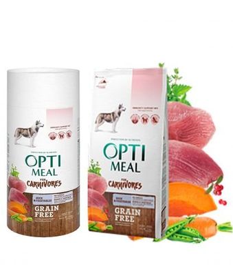 Optimeal сухий корм для дорослих собак качка та овочі, 0,65 кг