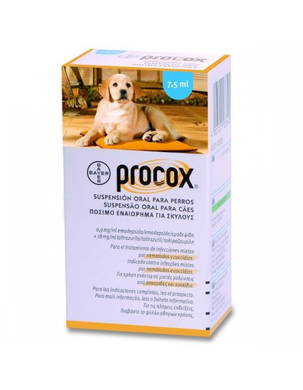 Bayer Procox Прококс антигельминтик для щенков и взрослых собак (суспензия), 7.5 мл
