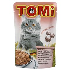 TOMi veal turkey ТОМИ МЯСО ИНДЕЙКА консервы для кошек, влажный корм, пауч, 0.1кг
