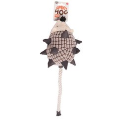 Karlie-Flamingo HEDGEHOG PLUSH КАРЛИ-ФЛАМИНГО ЕЖИК с веревочным хвостом игрушка для собак, с пищалкой, 45х10х15 см