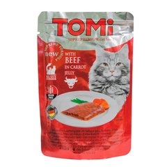 TOMi BEEF in carrot jelly ТОМИ ГОВЯДИНА В МОРКОВНОМ ЖЕЛЕ суперпремиум влажный корм, консервы для кошек, пауч, 0.1кг