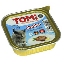 TOMi junior ТОМИ ДЛЯ КОТЯТ супер премиум корм для котят с курицей, паштет, 100г, 0.1кг