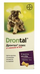 Bayer Drontal plus Дронтал Плюс таблетки с вкусом мяса для собак, 1 пипетка