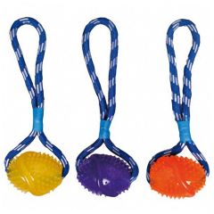 Karlie-Flamingo Football Cotton Rope КАРЛИ-ФЛАМИНГО игрушка для собак, мяч на веревке с петлей для руки, 12х7х35 см